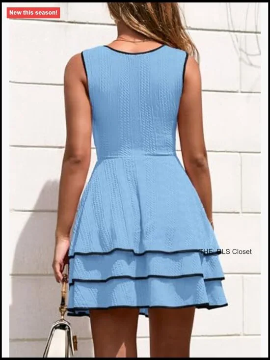 Sleeveless Summer Casual Dress with Tiered Ruffle Hem and Elastic Waist - Picture 2 of 7